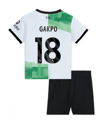 Liverpool Cody Gakpo #18 Borta Kläder Barn 2023-24 Kortärmad (+ Korta byxor)
